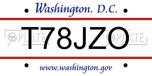 T78JZO District Of Columbia License Plate