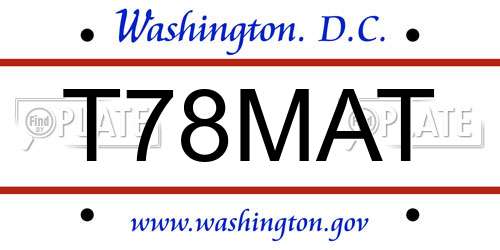 T78MAT District Of Columbia License Plate