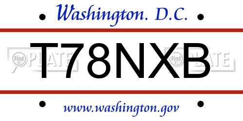 T78NXB District Of Columbia License Plate