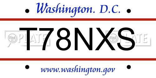 T78NXS District Of Columbia License Plate