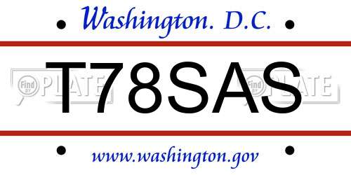 T78SAS District Of Columbia License Plate