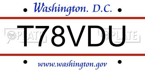 T78VDU District Of Columbia License Plate
