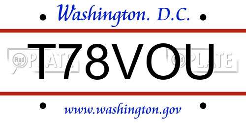 T78VOU District Of Columbia License Plate
