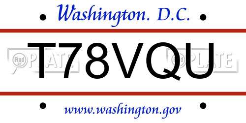 T78VQU District Of Columbia License Plate