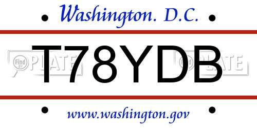 T78YDB District Of Columbia License Plate