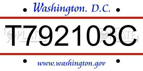 T792103C District Of Columbia License Plate
