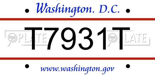 T7931T District Of Columbia License Plate