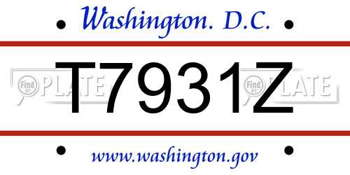 T7931Z District Of Columbia License Plate