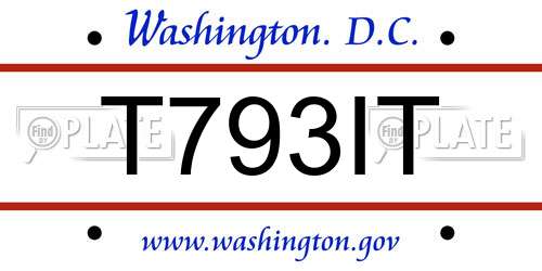 T793IT District Of Columbia License Plate
