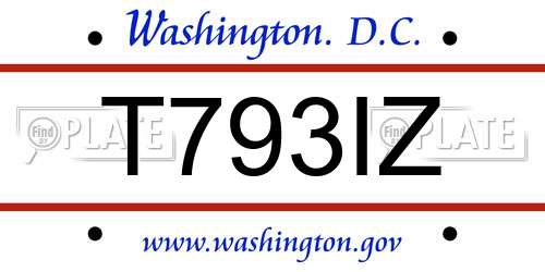 T793IZ District Of Columbia License Plate