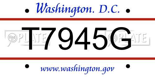 T7945G District Of Columbia License Plate