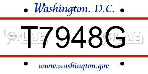 T7948G District Of Columbia License Plate