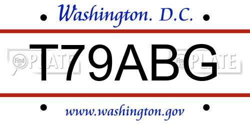 T79ABG District Of Columbia License Plate