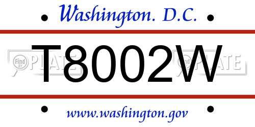 T8002W District Of Columbia License Plate