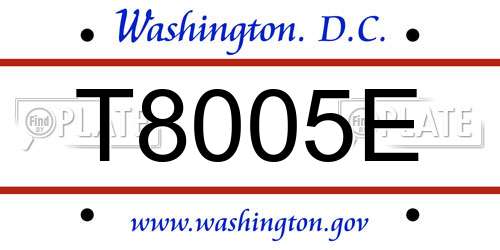 T8005E District Of Columbia License Plate