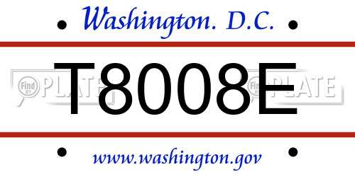 T8008E District Of Columbia License Plate