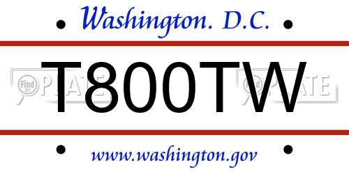T800TW District Of Columbia License Plate