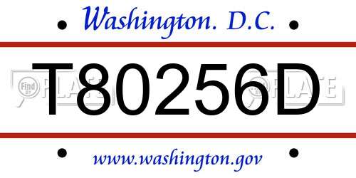 T80256D District Of Columbia License Plate