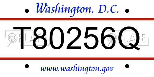 T80256Q District Of Columbia License Plate