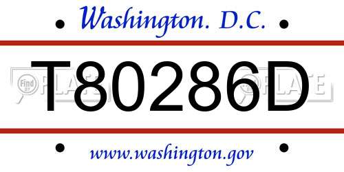 T80286D District Of Columbia License Plate