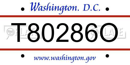 T80286O District Of Columbia License Plate