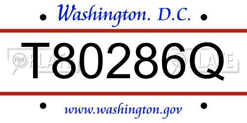 T80286Q District Of Columbia License Plate