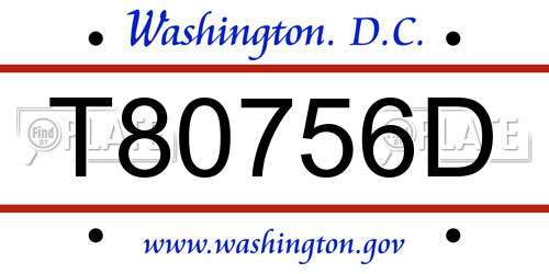 T80756D District Of Columbia License Plate