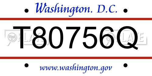 T80756Q District Of Columbia License Plate