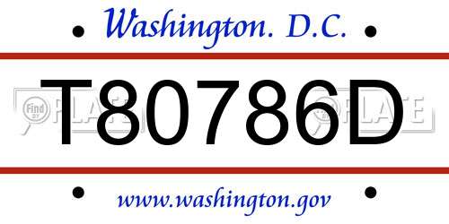 T80786D District Of Columbia License Plate
