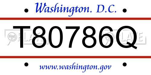 T80786Q District Of Columbia License Plate