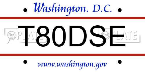 T80DSE District Of Columbia License Plate