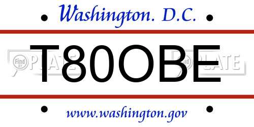 T80OBE District Of Columbia License Plate