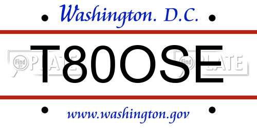 T80OSE District Of Columbia License Plate