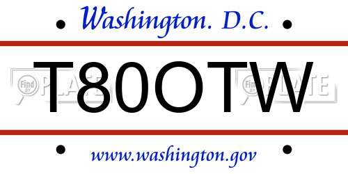 T80OTW District Of Columbia License Plate