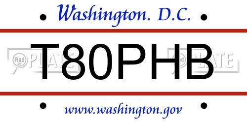 T80PHB District Of Columbia License Plate