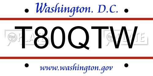 T80QTW District Of Columbia License Plate