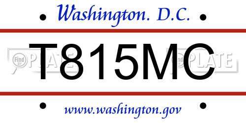 T815MC District Of Columbia License Plate