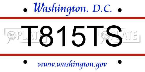 T815TS District Of Columbia License Plate