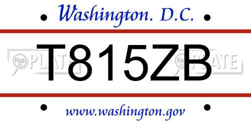 T815ZB District Of Columbia License Plate