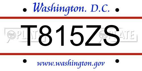 T815ZS District Of Columbia License Plate