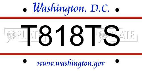 T818TS District Of Columbia License Plate