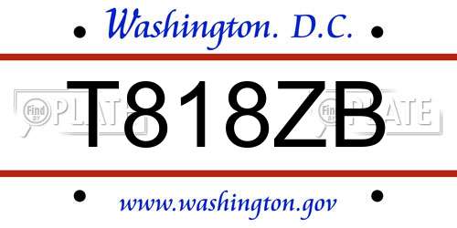 T818ZB District Of Columbia License Plate