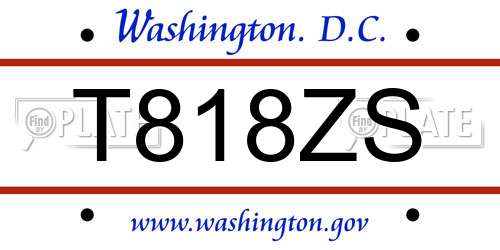 T818ZS District Of Columbia License Plate
