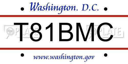 T81BMC District Of Columbia License Plate