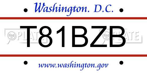 T81BZB District Of Columbia License Plate