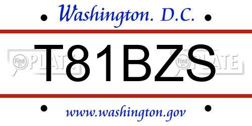 T81BZS District Of Columbia License Plate