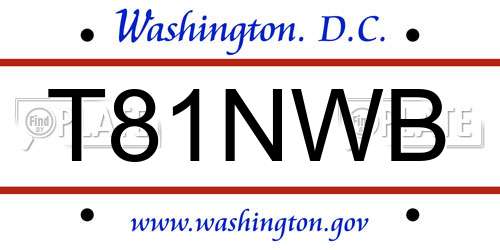 T81NWB District Of Columbia License Plate