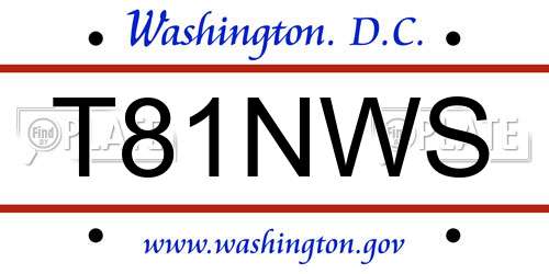 T81NWS District Of Columbia License Plate