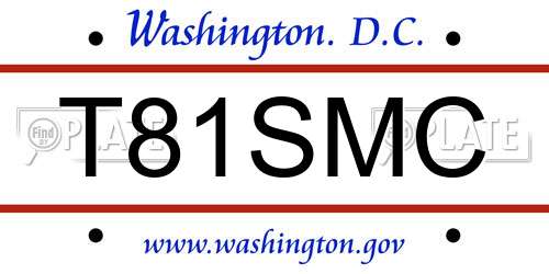 T81SMC District Of Columbia License Plate