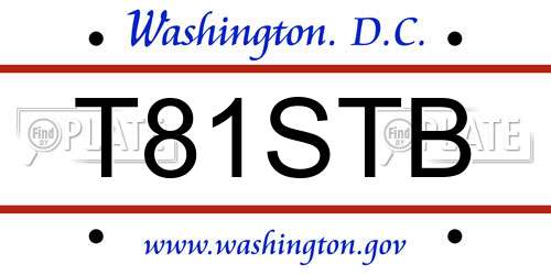 T81STB District Of Columbia License Plate